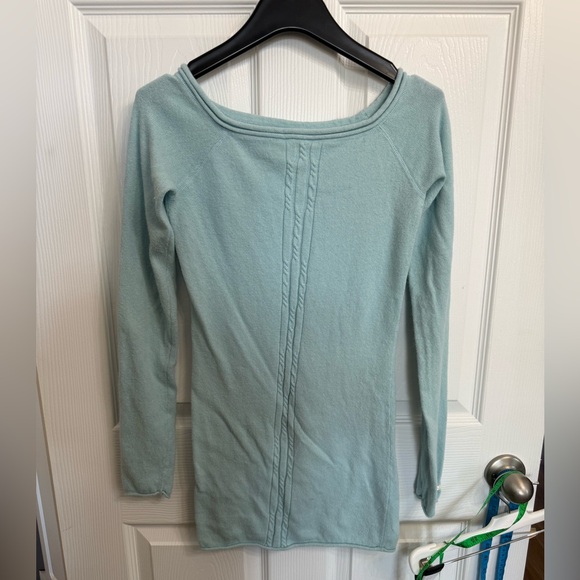 Hollister Y2K Ballet Neck Soft Knit Top Size M Cable Knit soft teal blue sweater - Picture 2 of 6
